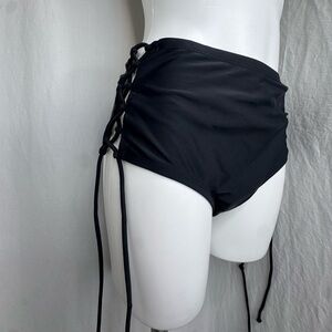 Xhilaration Black Lace-Up Swim Bottoms 16W/18W High-Waist Adjustable Tie Bikini